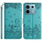 For Xiaomi Redmi Note 13 Pro 5G Cat Embossing Pattern Leather Phone Case with Lanyard(Blue) - 1
