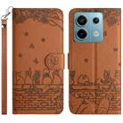 For Xiaomi Redmi Note 13 Pro 5G Cat Embossing Pattern Leather Phone Case with Lanyard(Brown) - 1