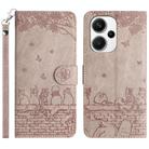 For Xiaomi Redmi Note 13 Pro+ Cat Embossing Pattern Leather Phone Case with Lanyard(Grey) - 1