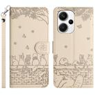 For Xiaomi Redmi Note 13 Pro+ Cat Embossing Pattern Leather Phone Case with Lanyard(Beige) - 1