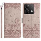 For Xiaomi Redmi Note 13 Cat Embossing Pattern Leather Phone Case with Lanyard(Grey) - 1