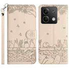 For Xiaomi Redmi Note 13 Cat Embossing Pattern Leather Phone Case with Lanyard(Beige) - 1