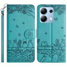 For Xiaomi Redmi Note 13 4G Cat Embossing Pattern Leather Phone Case with Lanyard(Blue) - 1