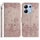 For Xiaomi Redmi Note 13 4G Cat Embossing Pattern Leather Phone Case with Lanyard(Grey) - 1