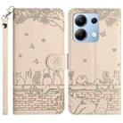 For Xiaomi Redmi Note 13 4G Cat Embossing Pattern Leather Phone Case with Lanyard(Beige) - 1