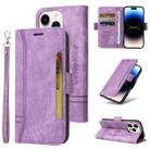 For iPhone 15 Pro Max BETOPNICE Dual-side Buckle Leather Phone Case(Purple) - 1