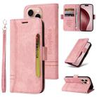 For iPhone 16 Pro BETOPNICE Dual-side Buckle Leather Phone Case(Pink) - 1