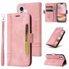 For iPhone 16 Plus BETOPNICE Dual-side Buckle Leather Phone Case(Pink) - 1