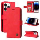 For iPhone 15 Pro Skin Feel Life Tree Leather Phone Case(Red) - 1