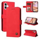 For iPhone 16 Plus Skin Feel Life Tree Leather Phone Case(Red) - 1