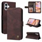 For iPhone 16 Plus Skin Feel Life Tree Leather Phone Case(Brown) - 1