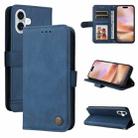 For iPhone 16 Plus Skin Feel Life Tree Leather Phone Case(Blue) - 1