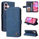 For iPhone 16 Skin Feel Life Tree Leather Phone Case(Blue) - 1