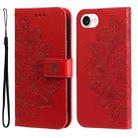 For iPhone SE 20224 7-petal Flowers Embossing Leather Phone Case(Red) - 1