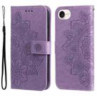 For iPhone SE 20224 Seven-petal Flowers Embossing Leather Phone Case(Light Purple) - 1