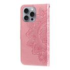 For iPhone 16 Pro Max 7-petal Flowers Embossing Leather Phone Case(Rose Gold) - 3