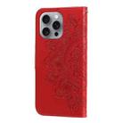 For iPhone 16 Pro Max 7-petal Flowers Embossing Leather Phone Case(Red) - 3