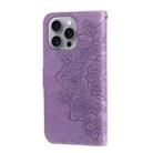 For iPhone 16 Pro Max 7-petal Flowers Embossing Leather Phone Case(Light Purple) - 3