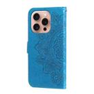 For iPhone 16 Pro Seven-petal Flowers Embossing Leather Phone Case(Blue) - 3