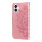 For iPhone 16 Plus 7-petal Flowers Embossing Leather Phone Case(Rose Gold) - 3