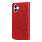 For iPhone 16 Plus Seven-petal Flowers Embossing Leather Phone Case(Red) - 3