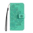 For iPhone 16 Plus Seven-petal Flowers Embossing Leather Phone Case(Green) - 2