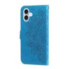 For iPhone 16 Plus 7-petal Flowers Embossing Leather Phone Case(Blue) - 3