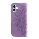 For iPhone 16 Plus 7-petal Flowers Embossing Leather Phone Case(Light Purple) - 3