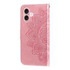 For iPhone 16 Seven-petal Flowers Embossing Leather Phone Case(Rose Gold) - 3