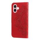 For iPhone 16 7-petal Flowers Embossing Leather Phone Case(Red) - 3