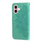 For iPhone 16 7-petal Flowers Embossing Leather Phone Case(Green) - 3