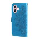 For iPhone 16 7-petal Flowers Embossing Leather Phone Case(Blue) - 3