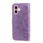 For iPhone 16 7-petal Flowers Embossing Leather Phone Case(Light Purple) - 3