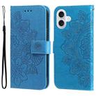 For iPhone 17 Seven-petal Flowers Embossing Leather Phone Case(Blue) - 1