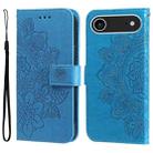For iPhone 17 Air Seven-petal Flowers Embossing Leather Phone Case(Blue) - 1
