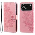 For iPhone 17 Pro Seven-petal Flowers Embossing Leather Phone Case(Rose Gold) - 1