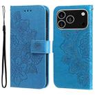 For iPhone 17 Pro Seven-petal Flowers Embossing Leather Phone Case(Blue) - 1