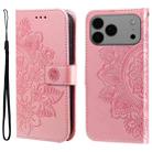 For iPhone 17 Pro Max Seven-petal Flowers Embossing Leather Phone Case(Rose Gold) - 1