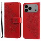 For iPhone 17 Pro Max Seven-petal Flowers Embossing Leather Phone Case(Red) - 1