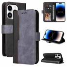For iPhone 15 Pro Stitching-color Leather Phone Case(Grey) - 1