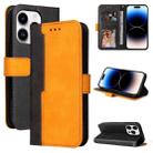 For iPhone 15 Pro Stitching-color Leather Phone Case(Orange) - 1