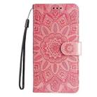 For iPhone 16 Pro Max Embossed Sunflower Leather Phone Case(Pink) - 2