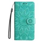 For iPhone 16 Pro Max Embossed Sunflower Leather Phone Case(Green) - 2