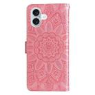 For iPhone 16 Plus Embossed Sunflower Leather Phone Case(Pink) - 3