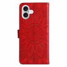 For iPhone 16 Plus Embossed Sunflower Leather Phone Case(Red) - 3