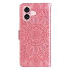 For iPhone 16 Embossed Sunflower Leather Phone Case(Pink) - 3