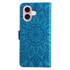 For iPhone 16 Embossed Sunflower Leather Phone Case(Blue) - 3