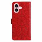 For iPhone 16 Embossed Sunflower Leather Phone Case(Red) - 3