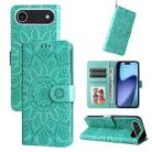 For iPhone 17 Air Embossed Sunflower Leather Phone Case(Green) - 1