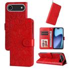 For iPhone 17 Air Embossed Sunflower Leather Phone Case(Red) - 1